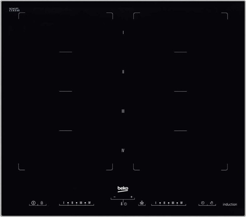 Beko HII68600PTX Piano cottura ad induzione cm 58, nero, Flex Inducion 8 zone di cottura