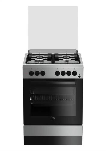 Beko FSE62110DX Cucina 60 x 60, 4 Fuochi a Gas + Forno Elettrico, Classe Energetica A, Acciaio Inox