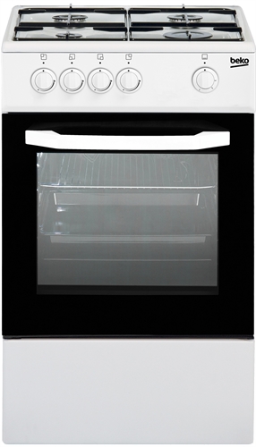 Beko CSG42001FW Cucina a Gas 4 Fuochi Forno a Gas Larghezza x Profondità 50x50 cm con Coperchio colore Bianco