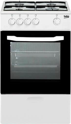 Beko CSG 42009 DW Cucina da accosto cm. 50 - 4 fuochi gas + 1 forno gas - bianco/nero