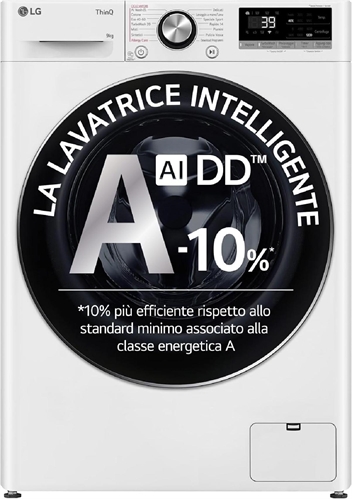 LG F2R7S09TSWC - Lavatrice Slim da 9 kg, 1200 giri, Inverter, Classe energetica A