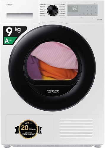 Samsung Asciugatrice Crystal EcoDry DV90CGC2A0AH/ET, 9 kg, Pompa di Calore, Wifi, Sensore Optimal Dry