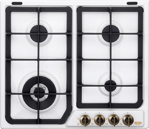 De Longhi BF46PRO - Piano cottura a gas, 4 fuochi, 60 cm, Bianco