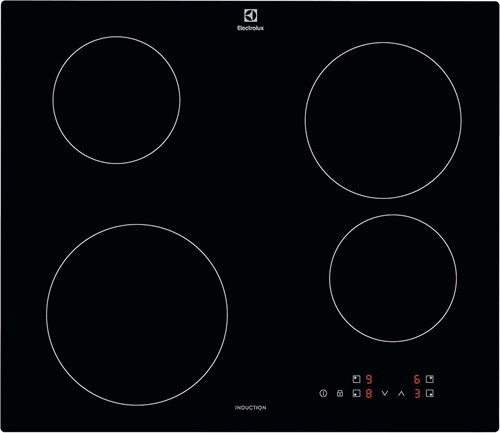 Electrolux  EIB60424CK, Serie 300 Piano Cottura a Induzione 4 Fuochi da Incasso, Comandi SliderTouch, 60 cm, 590x520 mm, Nero