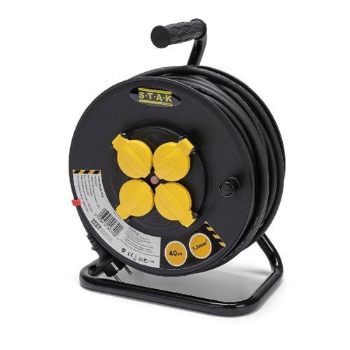 Bobina elettrica da cantiere, 4 prese francesi, H07RN-F3G1.5MM2, 25M, NF, CE - IP44