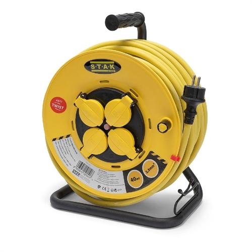 Bobina elettrica da cantiere, 4 prese francesi, H07RN-F 3G2,5mm2, 25m, NF, CE - IP44