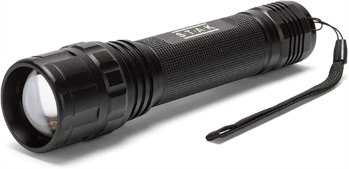 VELAMP Tiger ST337 Torcia LED Super Luminosa (1600lm, CREE XHP 50 20W). Interruttore tattico. Focus Regolabile.Impermeabile, Ideale Industria e Campeggio, Nero