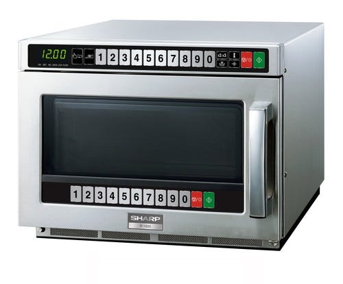 Sharp R1500AT Forno a Microonde Professionale, 1500W, 100 Programmi memorizzabili, 4 cotture in sequenza