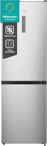 Hisense RB390N4CCD1 Frigorifero Combinato Total No Frost, Inox, 1.86x60cm, Classe D, 304L