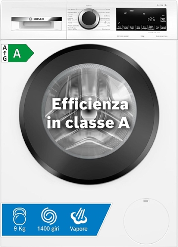 BOSCH WGG244Z0IT LAVATRICE, Caricamento frontale, 9 kg, 14 programmi, Profondità 58,8 cm, Bianca, livello rumorosità centrifuga 71 dB(A), Classe A