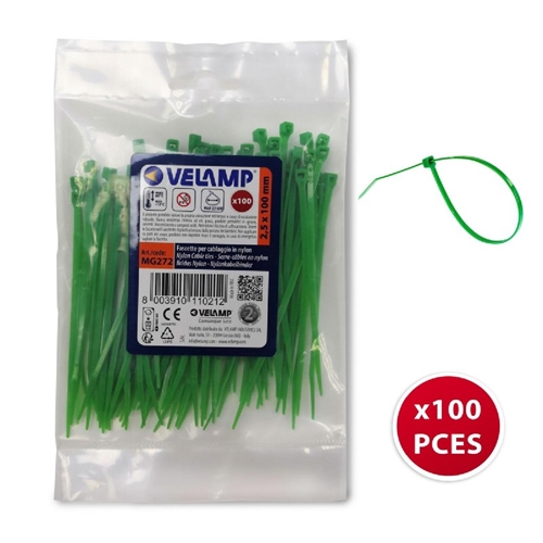 Velamp MG272 10 Pacchi Fascette verdi in nylon 2,5x100 a confezione