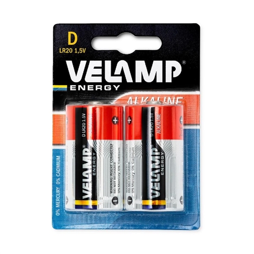 Velamp Pila alcalina torcia, LR20 D, 1,5V 10 pile ( 5 blister da 2 )