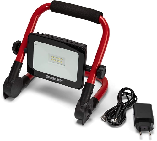 Velamp IR882 Proiettore LED 10W ricaricabile, con supporto pieghevole