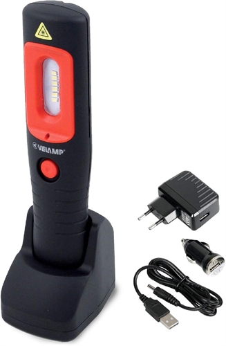 Velamp IS457 Torcia led lampada da lavoro 3w led smd con base di ricarica