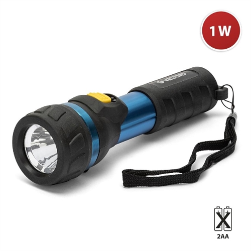 Velamp Ip05 Torcia led 1w 2aa in alluminio e rubber impulse ( scatola da 24 pezzi )