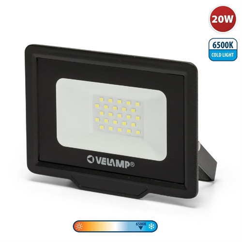 Velamp IS745-5-6500K proiettore LED SMD 20W IP65, nero ( scatola da 2 unità )
