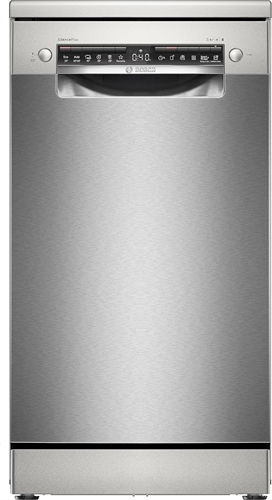 Bosch SPS4EMI24E Serie 4, Lavastoviglie da libera installazione, EfficientDry, Home Connect, Diagnostica da remoto, EcoDosage, Acciaio, 45cm