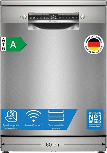 Bosch SMS4ECI28E Serie 4, Lavastoviglie da libera installazione, Home Connect, Diagnostica da remoto, Assistente al lavaggio
