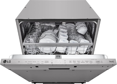 LG QuadWash DB242TX Lavastoviglie da Incasso a Scomparsa Totale, Serie 2, Classe D, 14 Coperti, 4 Bracci Irroratori, EasyRack+, Dual Zone, Wi-Fi