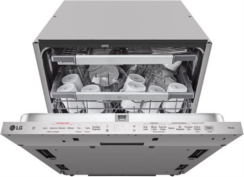 LG QuadWash DB475TXS Lavastoviglie da Incasso, a Scomparsa Totale, Serie 4, Classe A, 14 Coperti, 4 Bracci Irroratori, Vapore, Cerniere Sliding, Apertura Automatica,