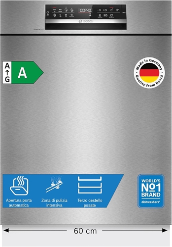 Bosch SMU6ECS12E Serie 6, Lavastoviglie da incasso sottopiano, Home Connect, Extra Clean zone: lavaggio intenso per lo sporco più ostinato, Assistente al lavaggio