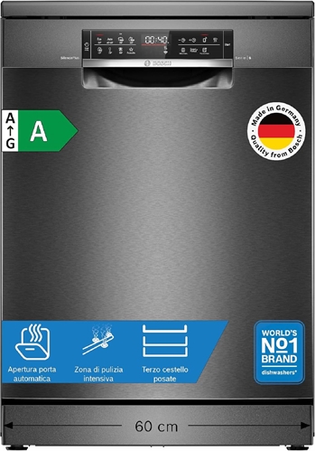 Bosch SMS6ECC12E Serie 6, Lavastoviglie da libera installazione, Home Connect, Extra Clean zone: lavaggio intenso per lo sporco più ostinato, Assistente al lavaggio