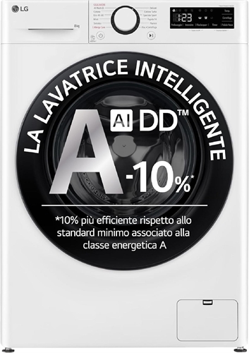 LG Lavatrice Slim F2R3S08NSWB R3 AI DD™ 8 Kg Classe A Centrifuga 1200 giri