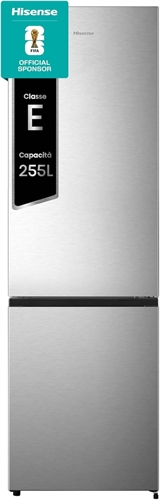 Hisense RB329N4ACE Frigorifero Combinato a libera installazione, Total No frost con ventilazione multiflow, Inox Look, Altezza 180 cm, capacità netta 255 L
