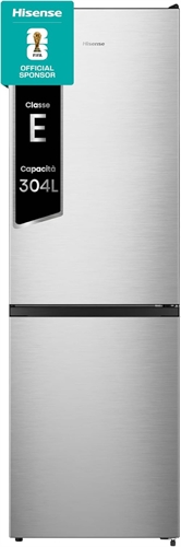 Hisense MC60300IE Frigorifero Combinato, Libera Installazione, Total No Frost, Multi Air Flow, Controllo Touch, Porta Reversibile, 304 Litri, Altezza 186 cm, Classe E, Inox