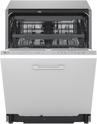 LG DB375TXS Lavastoviglie da Incasso Classe A,14 Coperti, Lavaggio a Vapore TrueSteam, Rastrelliere Regolabili, Sistema QuadWash con 4 Bracci Irroratori, Serie 3, Auto-Apertura, 44dB, Wi-Fi