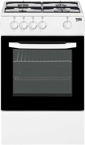 Beko CSG 42009 DW Cucina da accosto cm. 50 - 4 fuochi gas + 1 forno gas - bianco/nero
