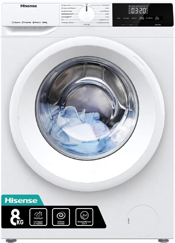 Hisense WDQE8014EVJM Lavasciuga 8 KG, 1400 RPM, 15 Programmi Automatici, Rapido, Vapore, Motore Inverter