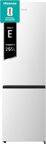 Hisense RB329N4AWE Frigorifero Combinato, Libera Installazione, Total No Frost, Multi Air Flow, Controllo Touch Interno, Porta Reversibile, 255 Litri, Altezza 180 cm, Classe E, Bianco
