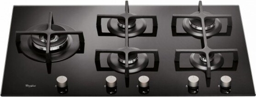 Whilpool GOA 9523/NB Serie Ambient Piano Cottura 5 Fuochi a Gas 90 cm (1 Bruciatore Doppia Corona) colore Nero vetro