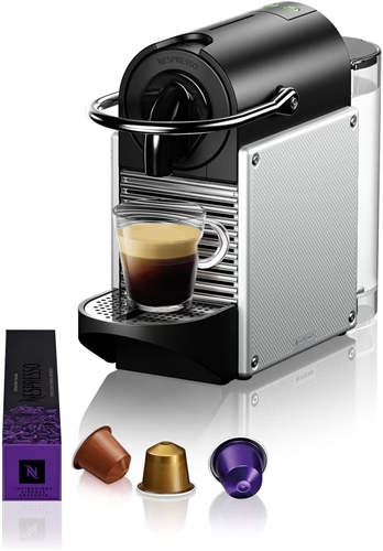 Nespresso Pixie EN124.S, Macchina da caffè di De'Longhi, Sistema Capsule Nespresso, Serbatoio acqua 0.7L, Silver